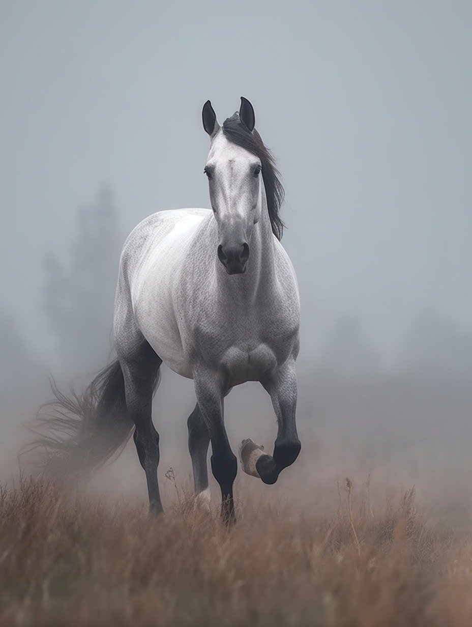Cheval blanc qui court
