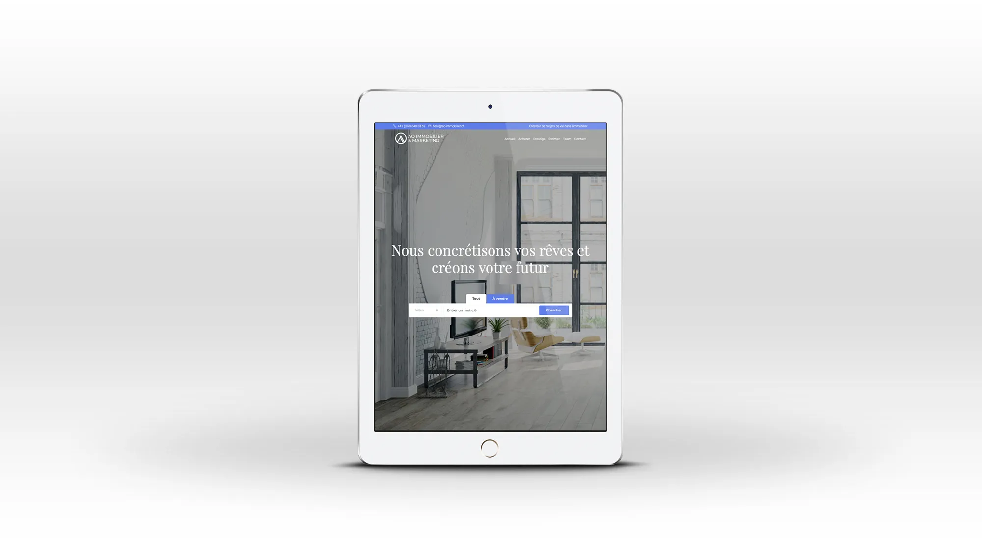 Site internet AO immobilier et Marketing by Creavolution 2025 ipad