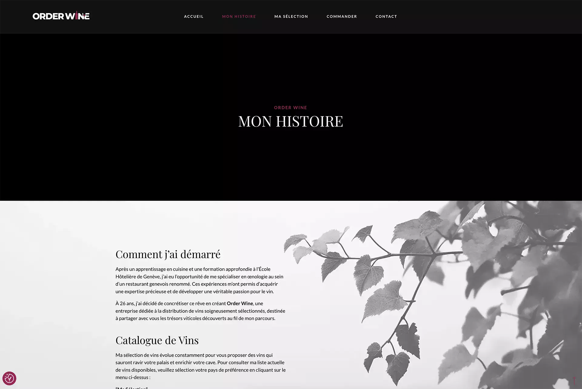 Site internet order wine