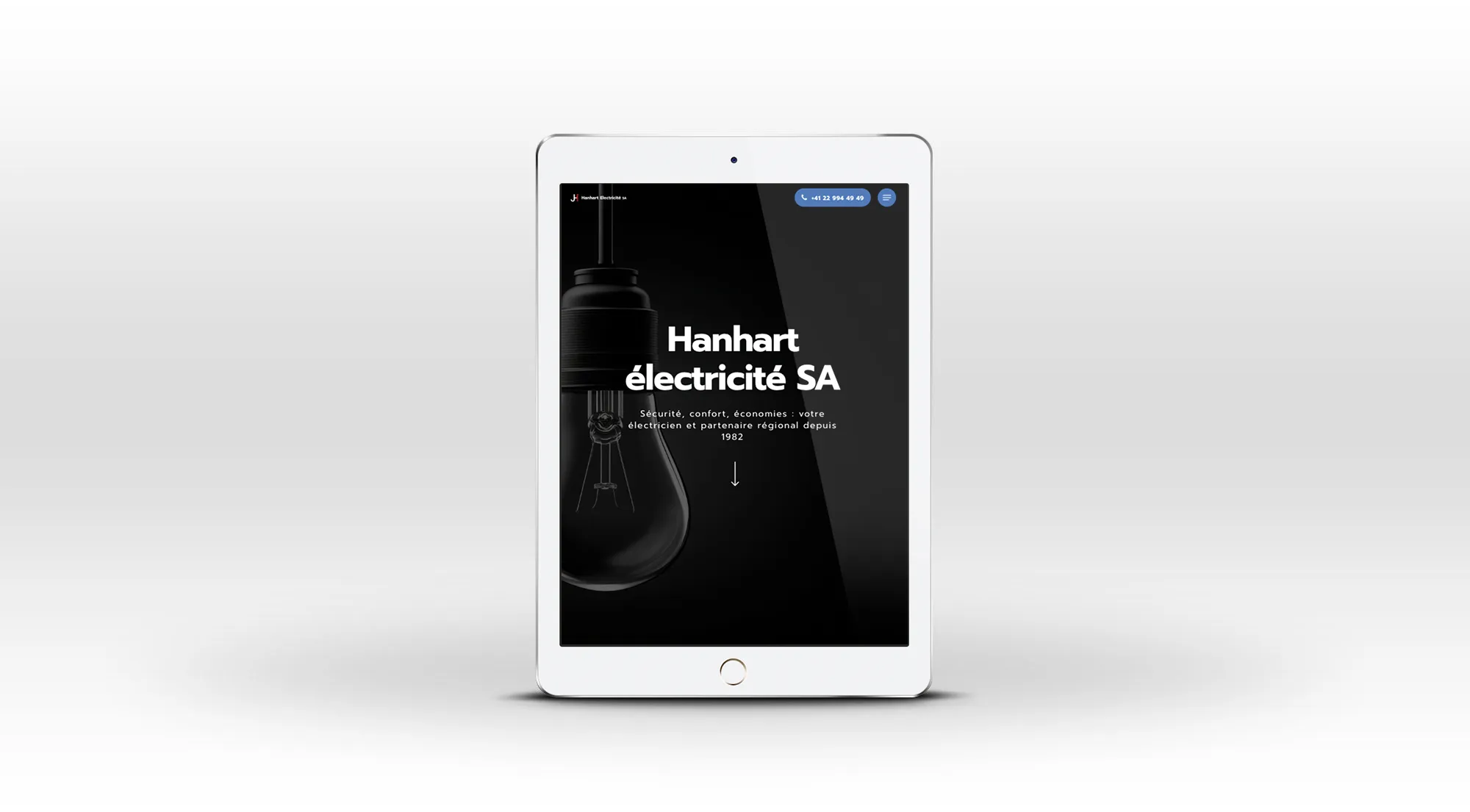 Site internet iPad Hanhart Electricité By Creavolution