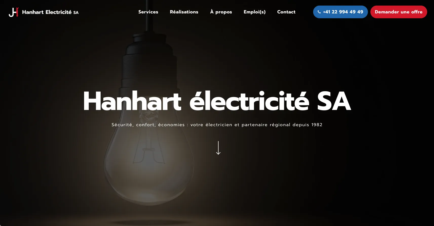 site internet Hanhart Electricité By Creavolution alias David Lartigue