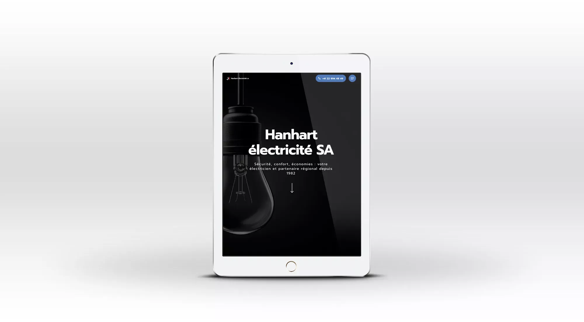 Site internet iPad Hanhart Electricité By Creavolution