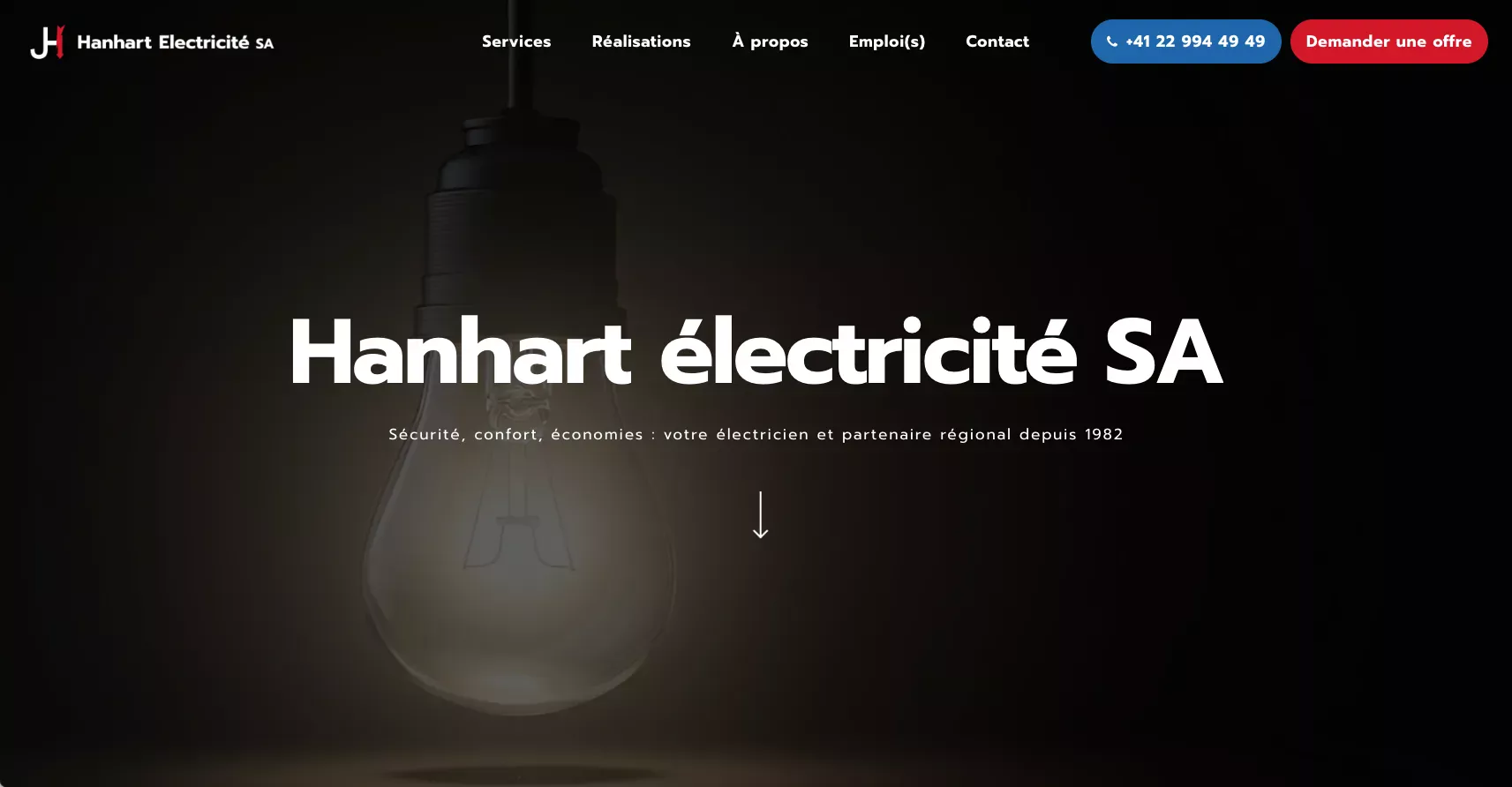 site internet Hanhart Electricité By Creavolution alias David Lartigue